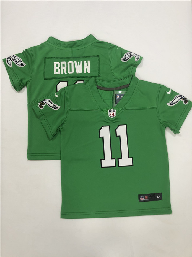 Toddlers Philadelphia Eagles #11 A. J. Brown Green Vapor Throwback Stitched Football Jersey